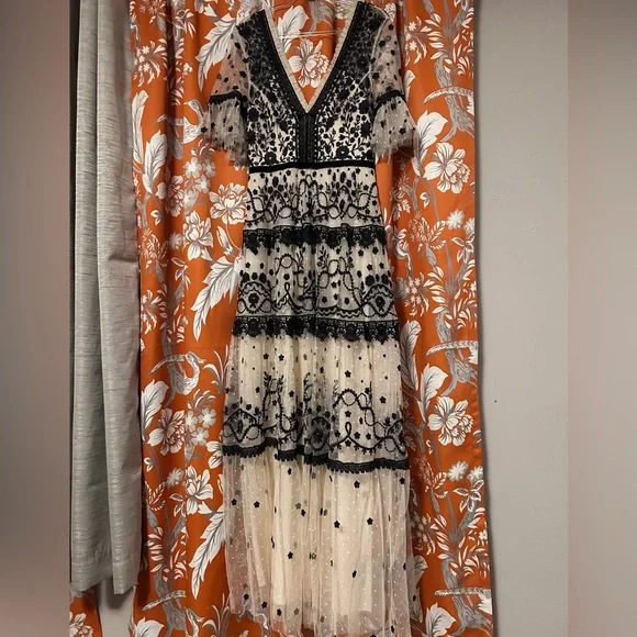 Needle & Thread Black and Cream Floral Maxi Dress - Picture 3 of 12